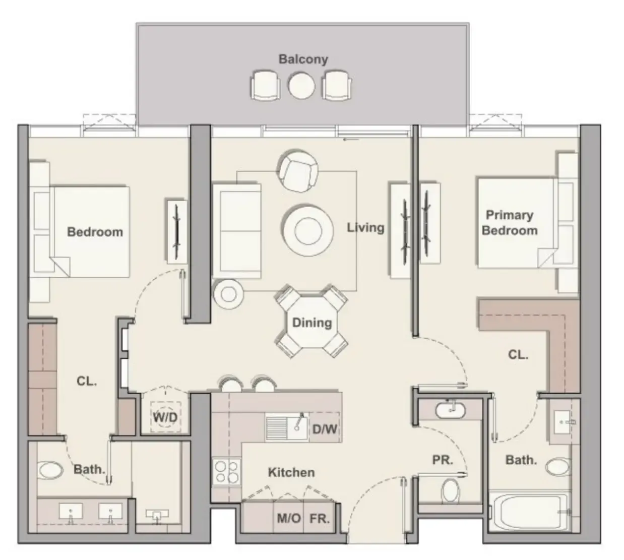 2 bedroom Apartments floor plan at Soto Grande