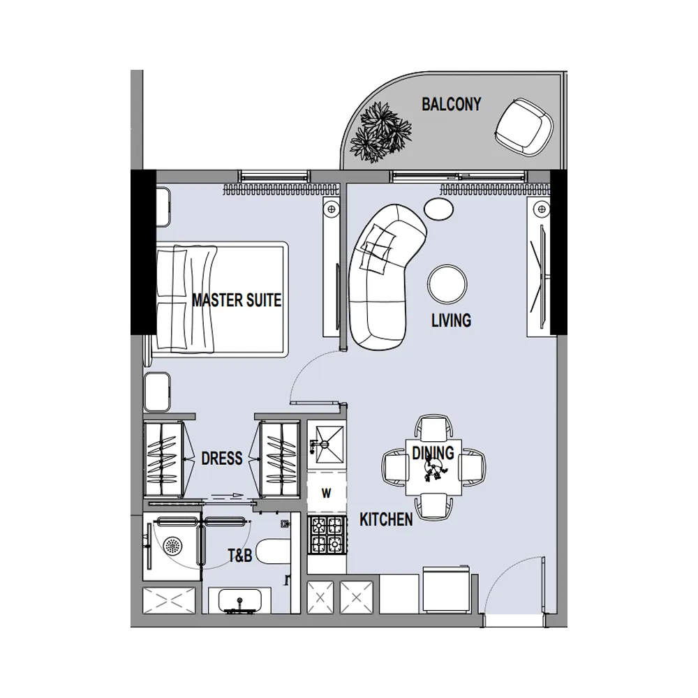 1 bedroom Apartments floor plan at Verso