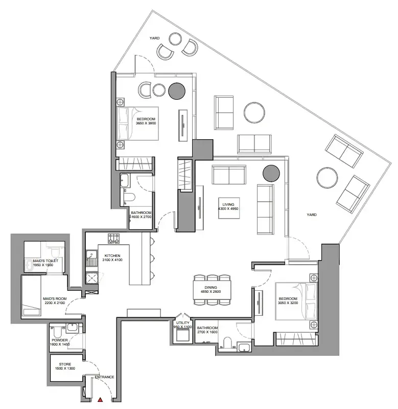 2 bedroom Apartments floor plan at Skyscape