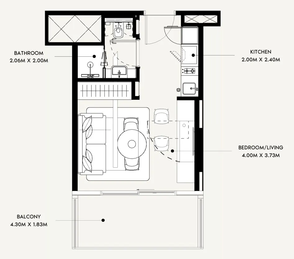 0 bedroom Apartments floor plan at Azizi David