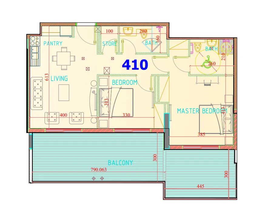 2 bedroom Apartments floor plan at Carmel Residence