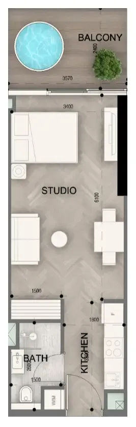 0 bedroom Apartments floor plan at Sky Line by Peace Homes