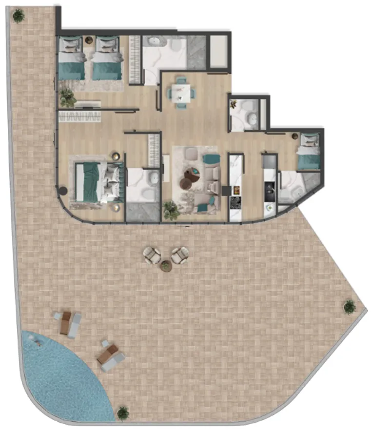 2 bedroom Apartments floor plan at Pelagia