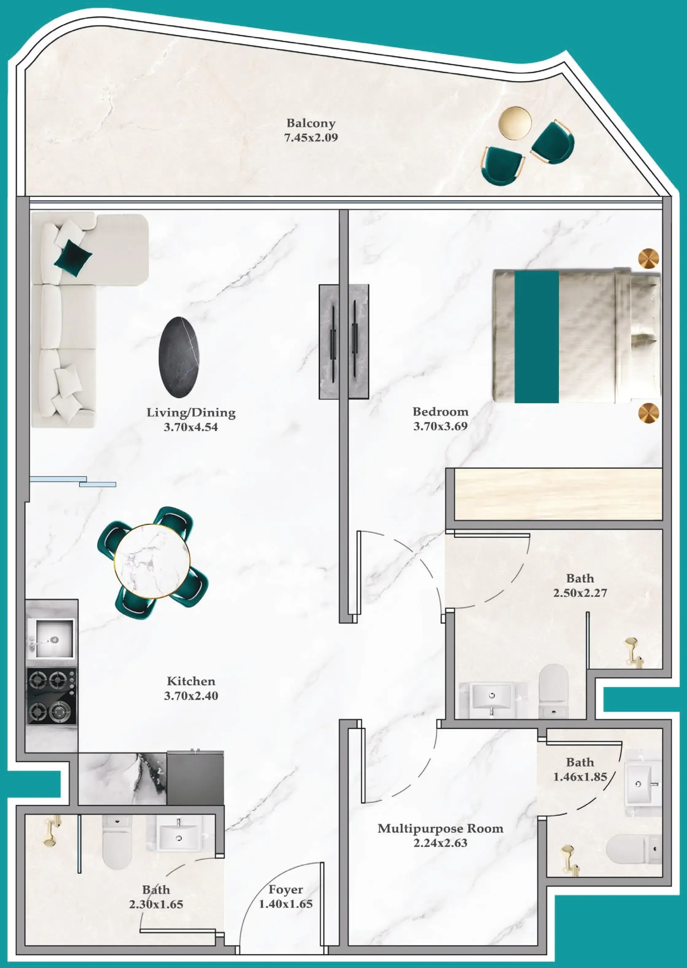 1 bedroom Apartments floor plan at Breez