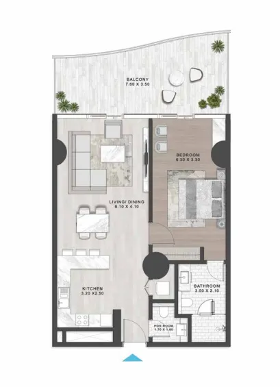 1 bedroom Apartments floor plan at Damac Casa