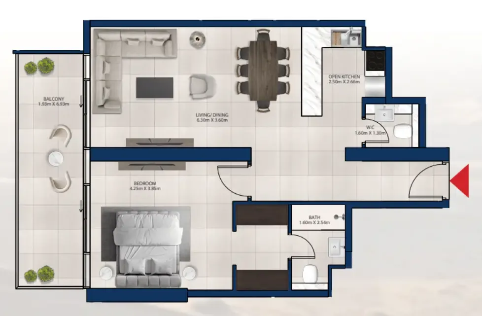 1 bedroom Apartments floor plan at Al Vista