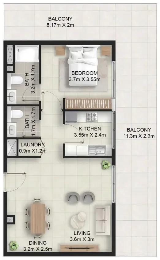 1 bedroom Apartments floor plan at Stellar Axis