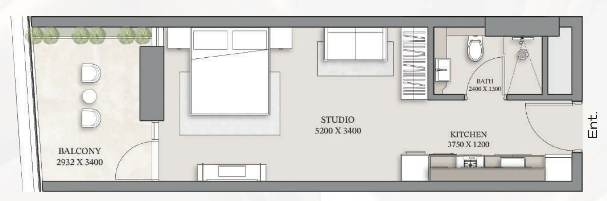 0 bedroom Apartments floor plan at Empire Gardens