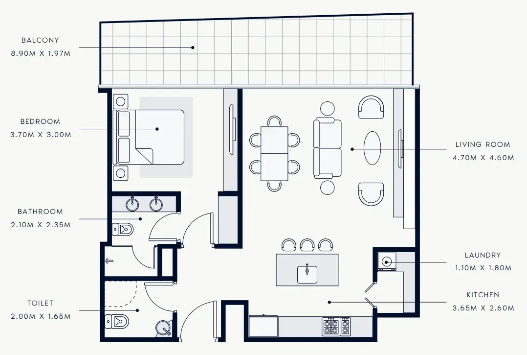 1 bedroom Apartments floor plan at Riviera Rêve