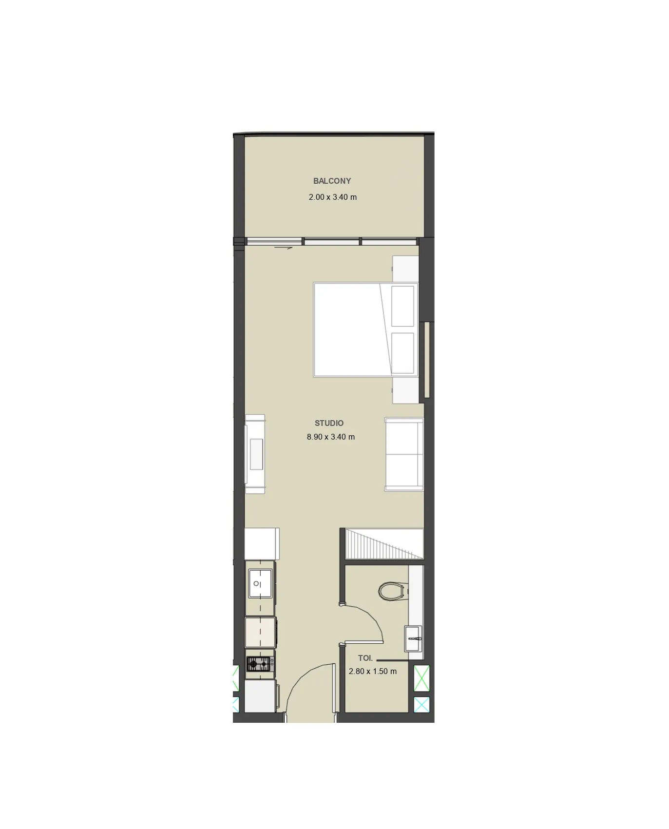 0 bedroom Apartments floor plan at Lucky Oasis Residence