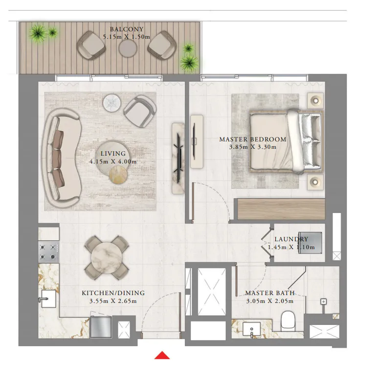 1 bedroom Apartments floor plan at Bayview by Address Resorts