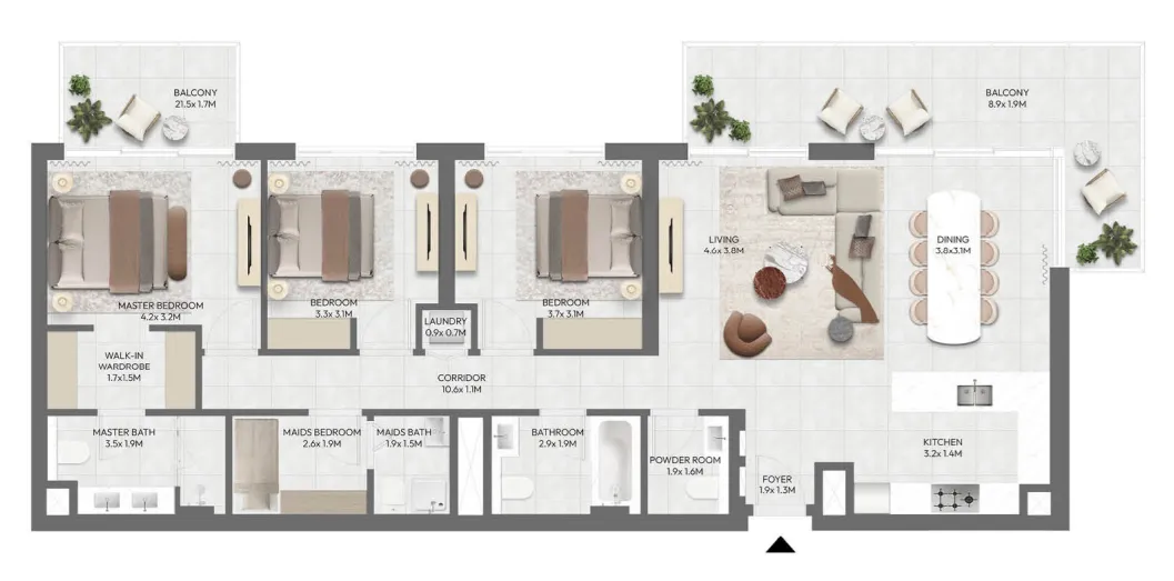 3 bedroom Apartments floor plan at Golf Point