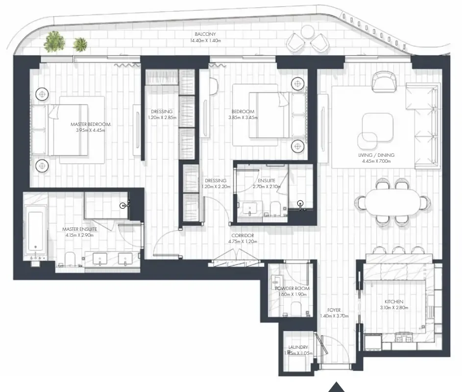 2 bedroom Apartments floor plan at Sunstone