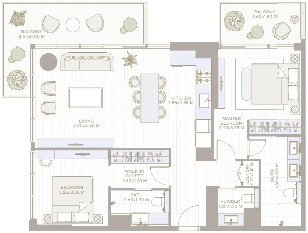 2 bedroom Apartments floor plan at Park Five