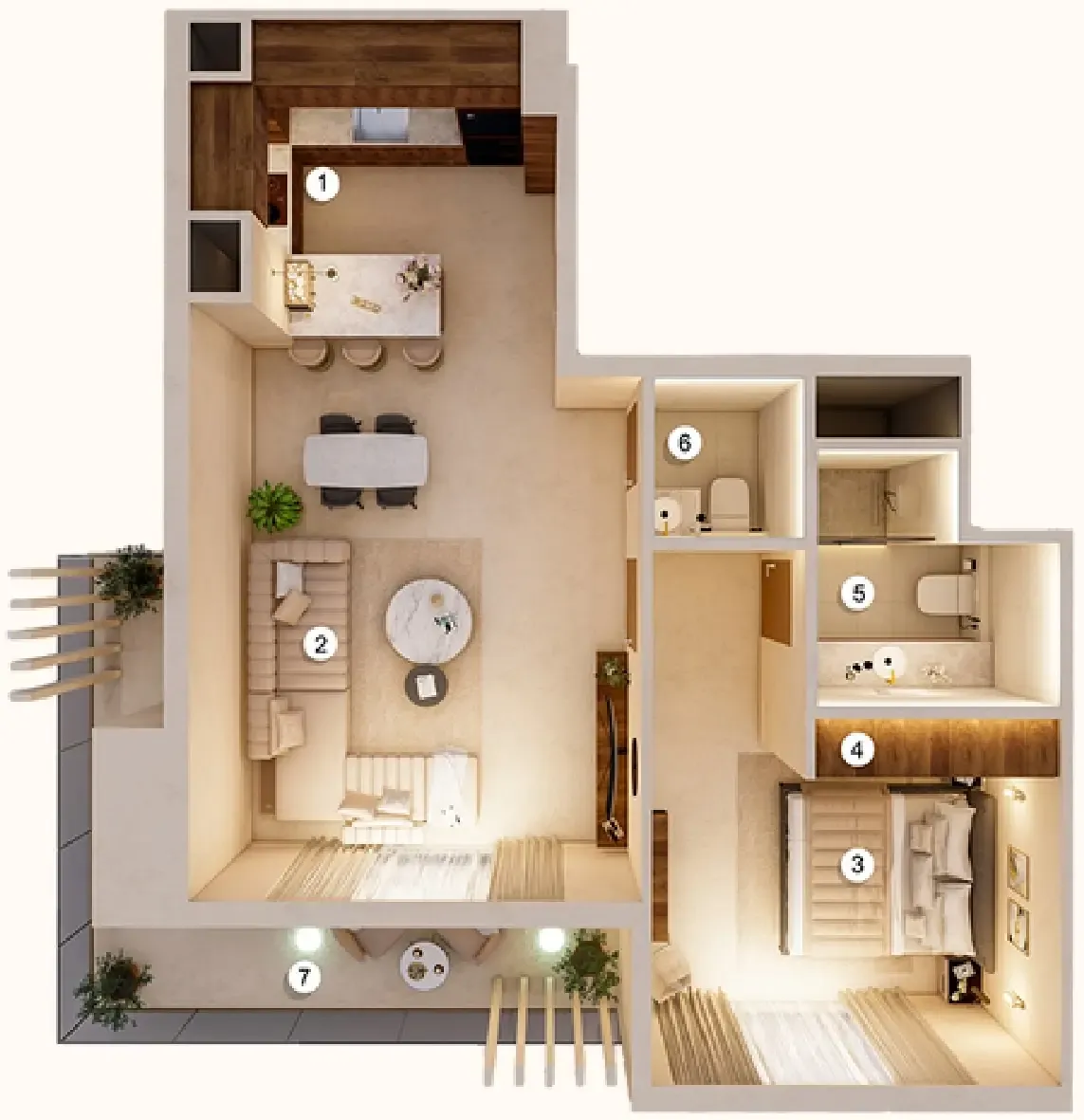 1 bedroom Apartments floor plan at Q Gardens Aliya