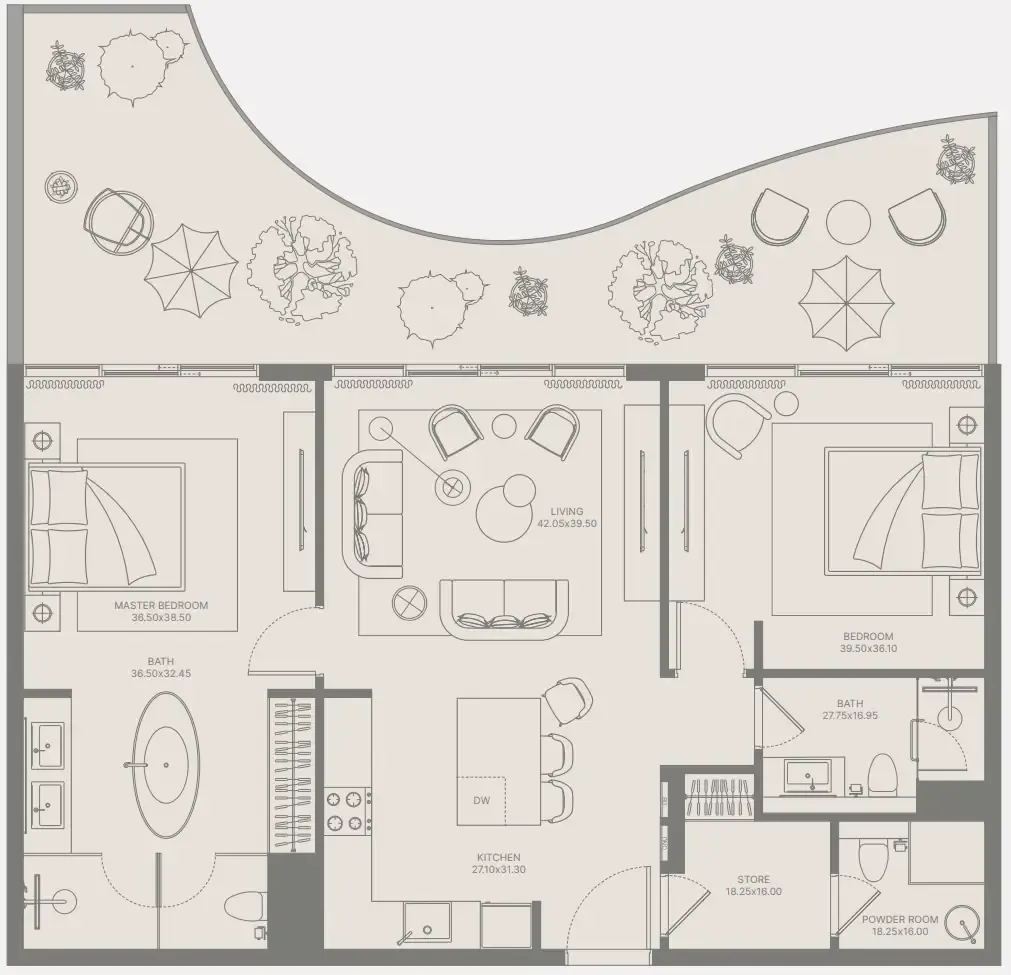2 bedroom Apartments floor plan at Bond Enclave