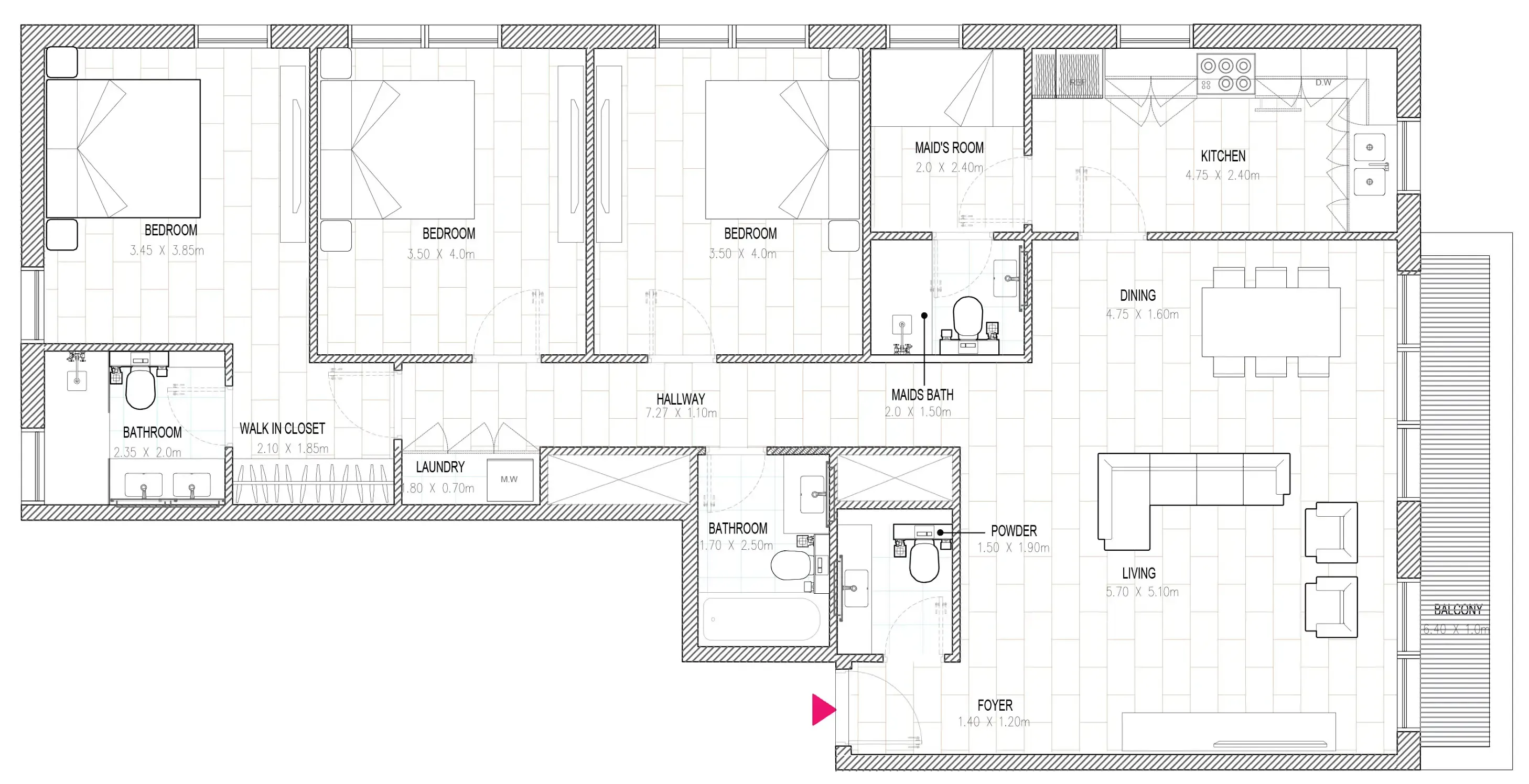 3 bedroom Apartments floor plan at Al Mamsha Sharjah