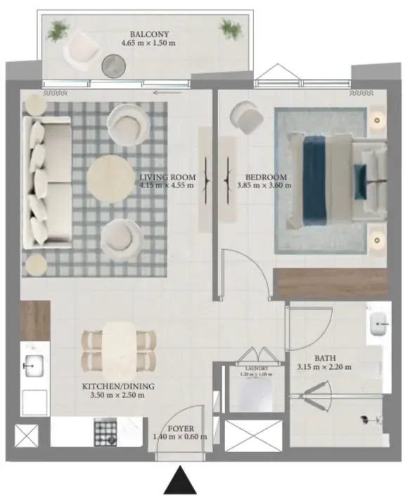1 bedroom Apartments floor plan at Fior 1
