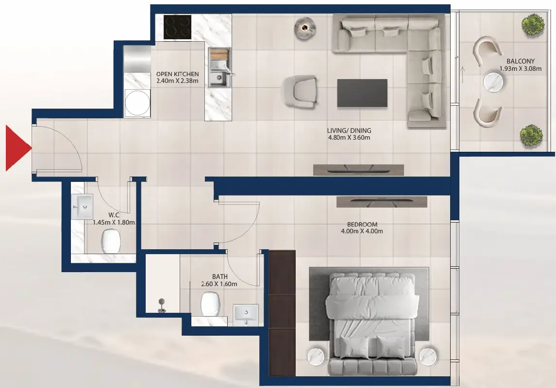 1 bedroom Apartments floor plan at Al Vista