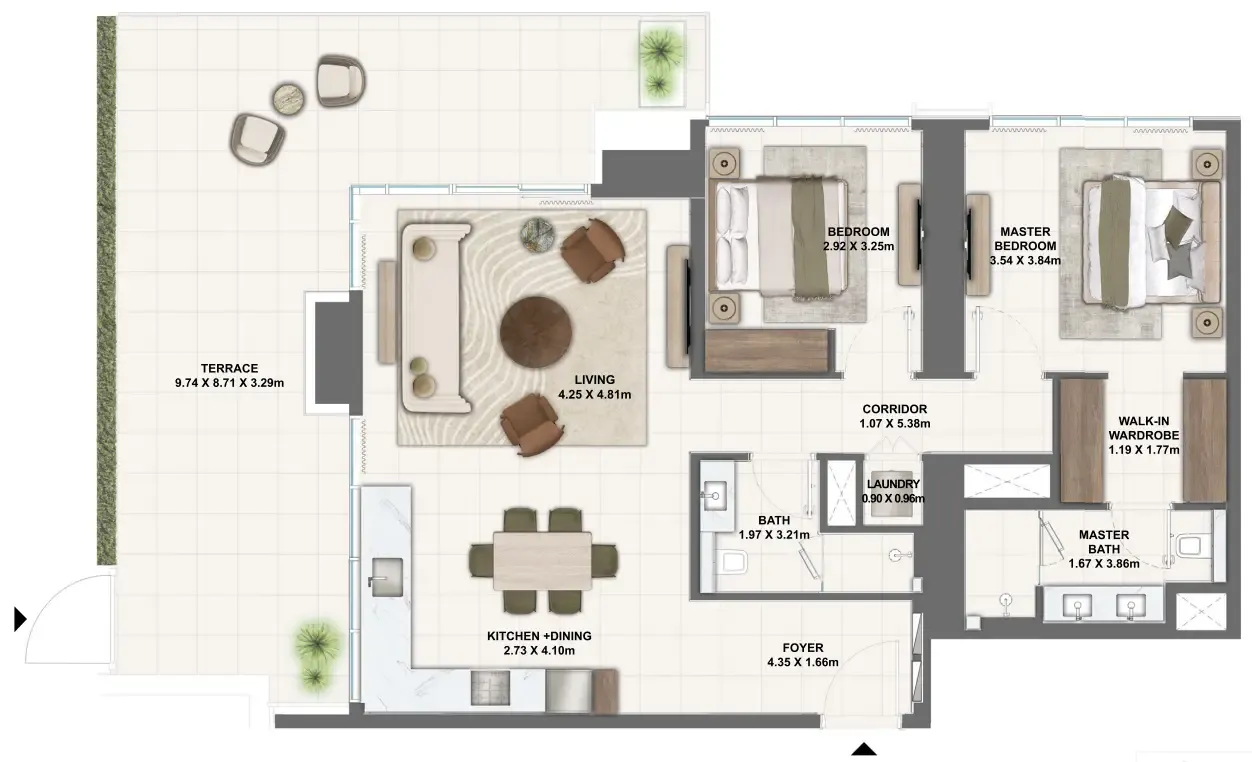 2 bedroom Apartments floor plan at Silva Dubai Creek Harbour