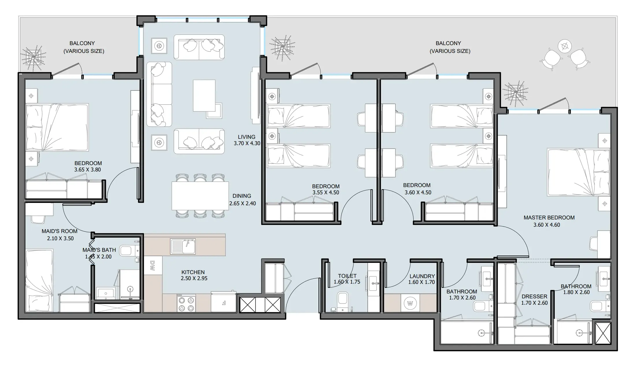 4 bedroom Apartments floor plan at The District