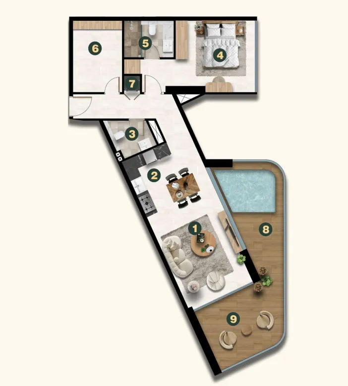 1 bedroom Apartments floor plan at Golf Terrace Residences