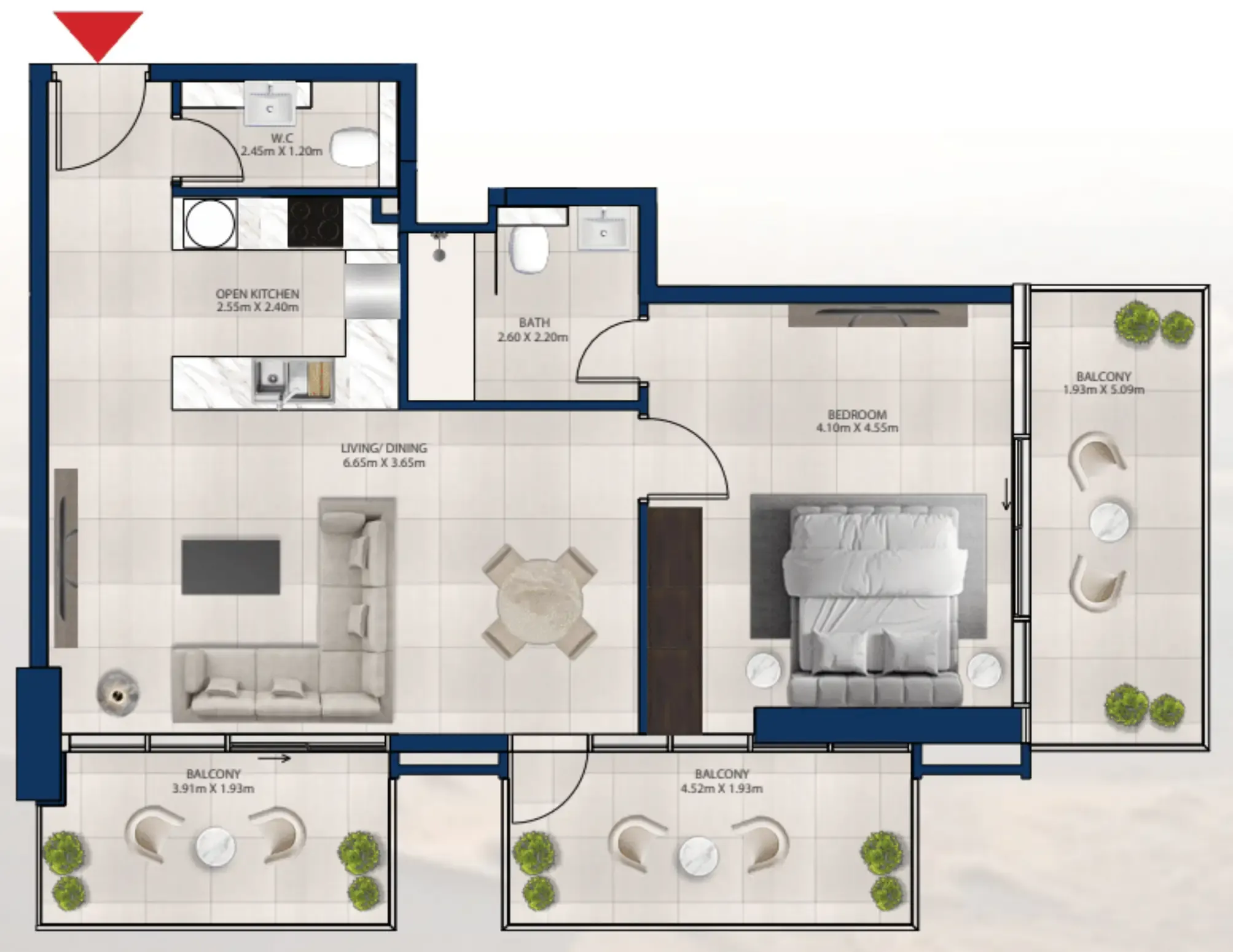 1 bedroom Apartments floor plan at Al Vista