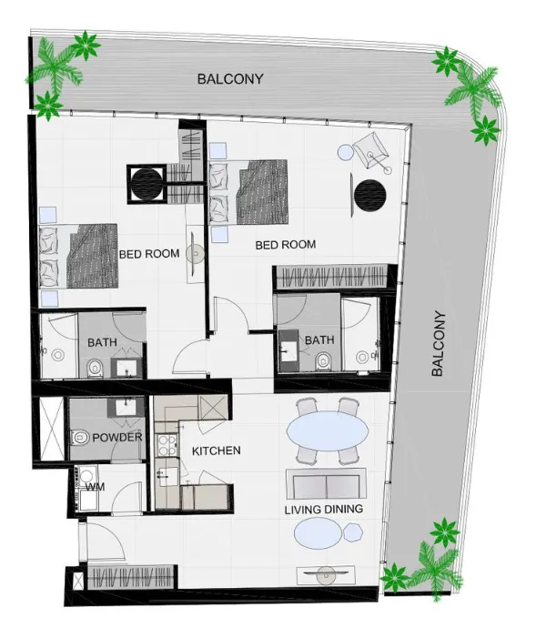 2 bedroom Apartments floor plan at The Community Sports Arena