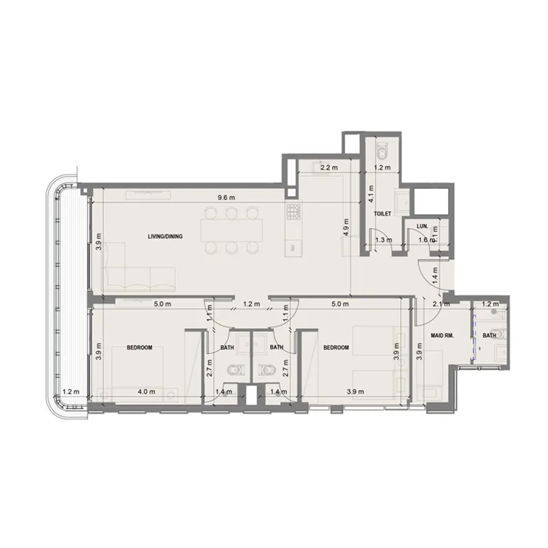 2 bedroom Apartments floor plan at Blue Marina Residence