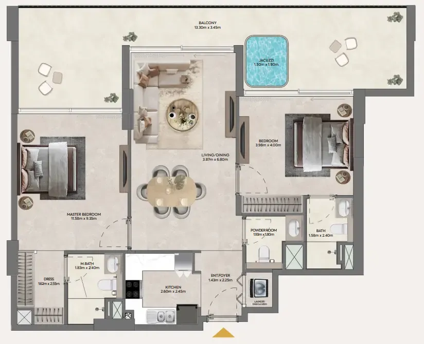 2 bedroom Apartments floor plan at Hermina by Casagrand