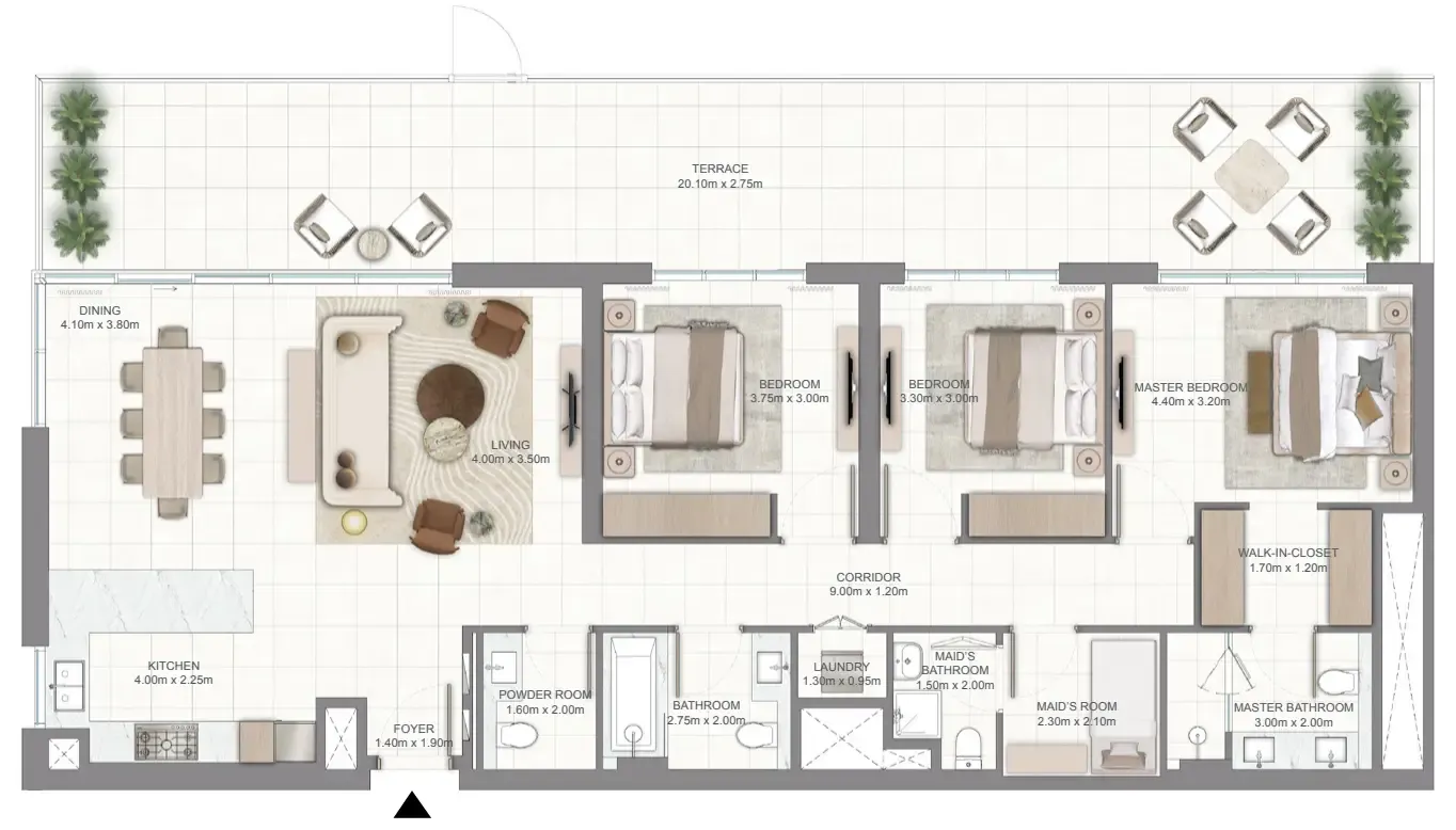 3 bedroom Apartments floor plan at Golf Vale