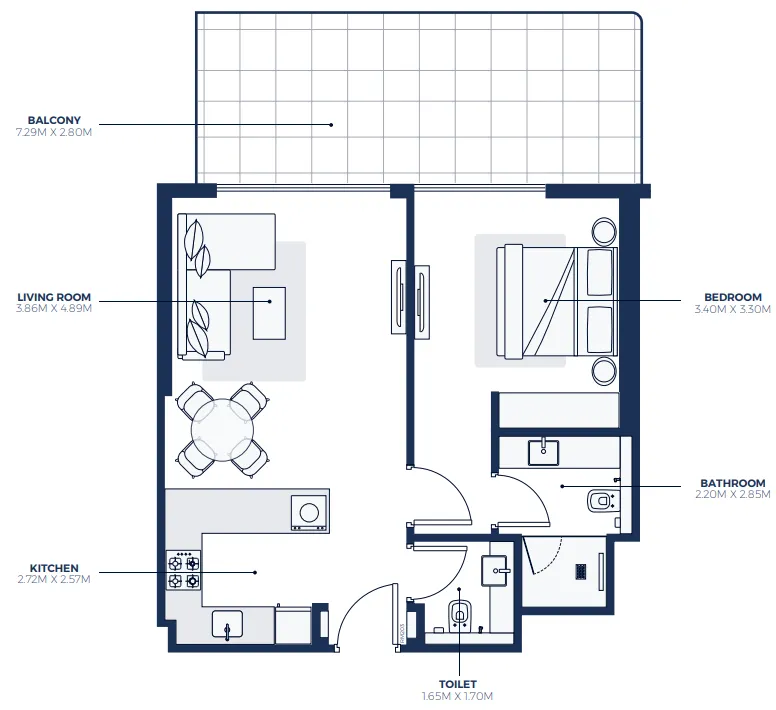 1 bedroom Apartments floor plan at Creek Views 3