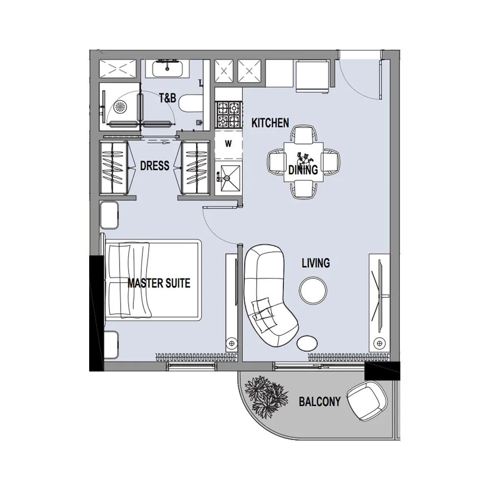 1 bedroom Apartments floor plan at Verso