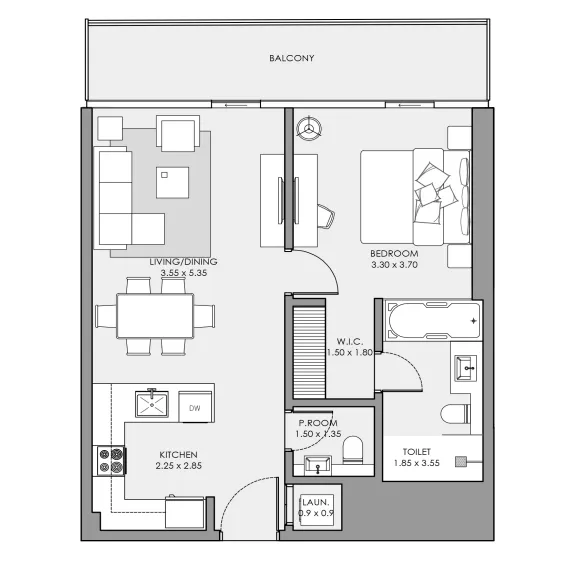 1 bedroom Apartments floor plan at Mar Casa