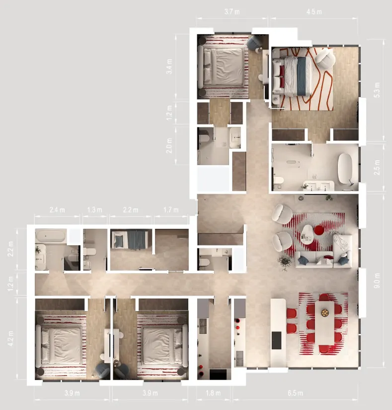 4 bedroom Apartments floor plan at Rosso Bay Residences
