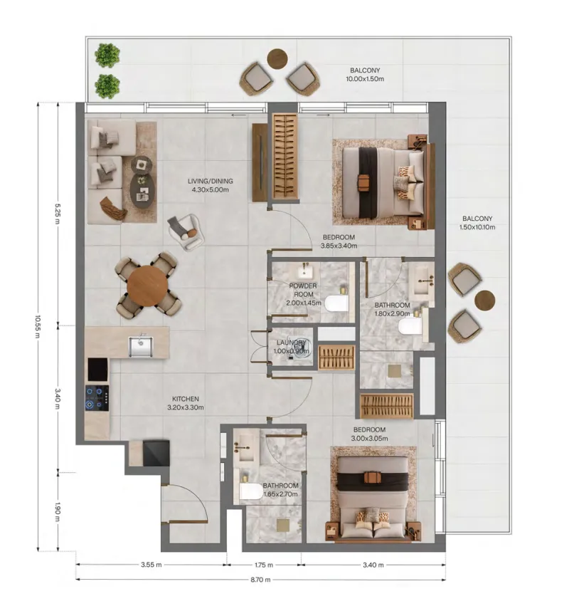 2 bedroom Apartments floor plan at The Archive