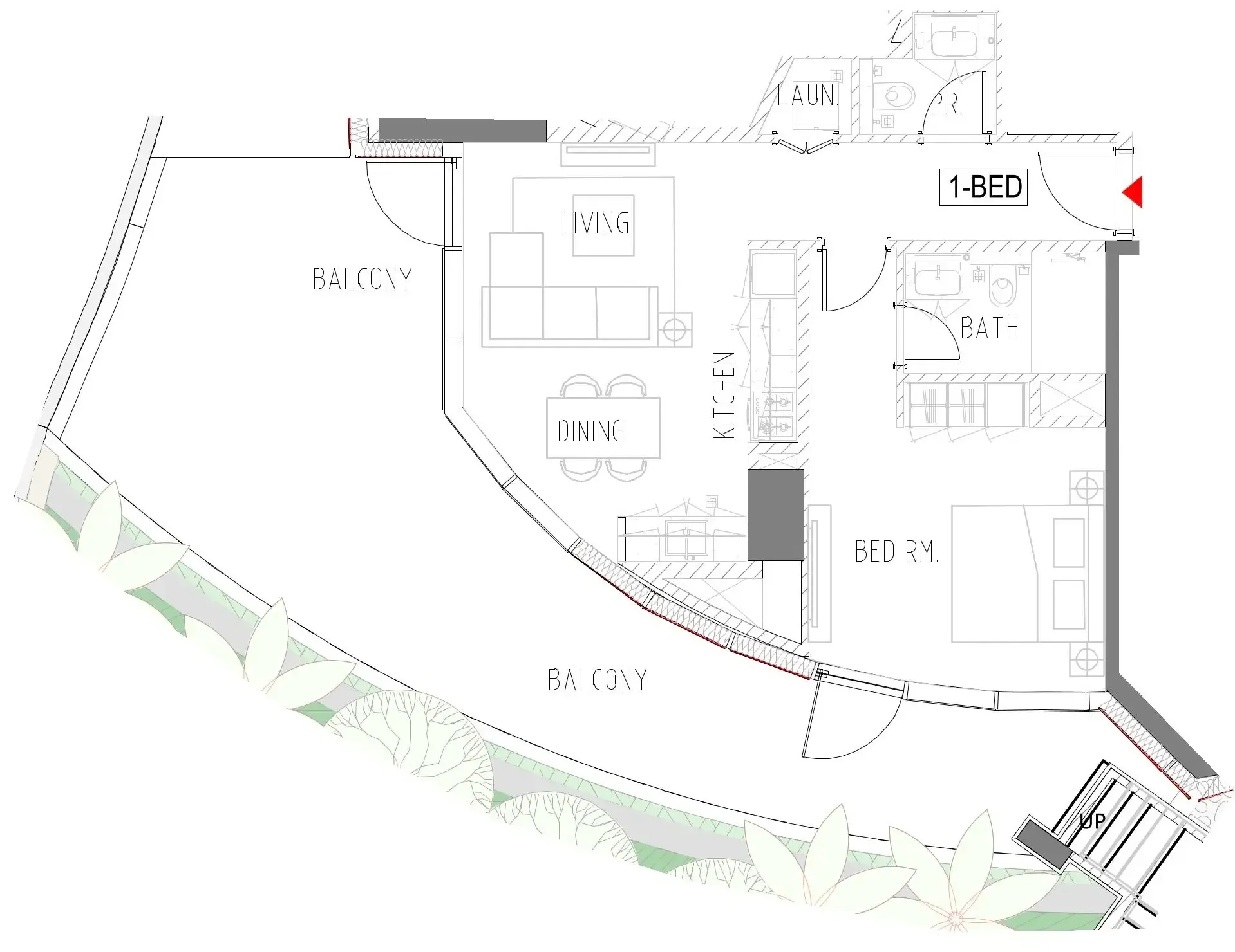 1 bedroom Apartments floor plan at Altitude de Grisogono