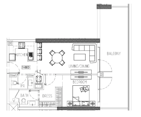 1 bedroom Apartments floor plan at Damac Riverside Views