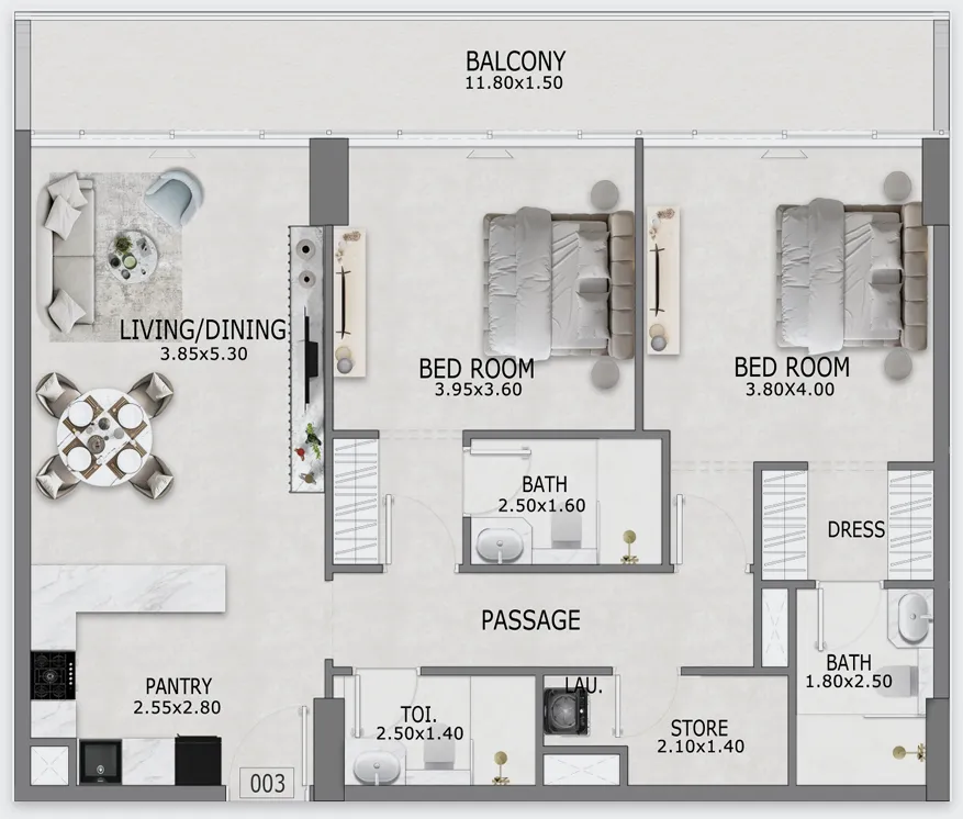 2 bedroom Apartments floor plan at Casa Altia