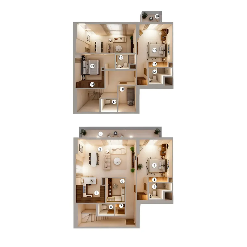 3 bedroom Duplex floor plan at Q Gardens Loft