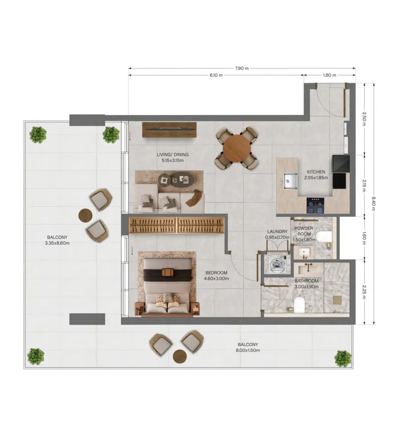 1 bedroom Apartments floor plan at The Archive