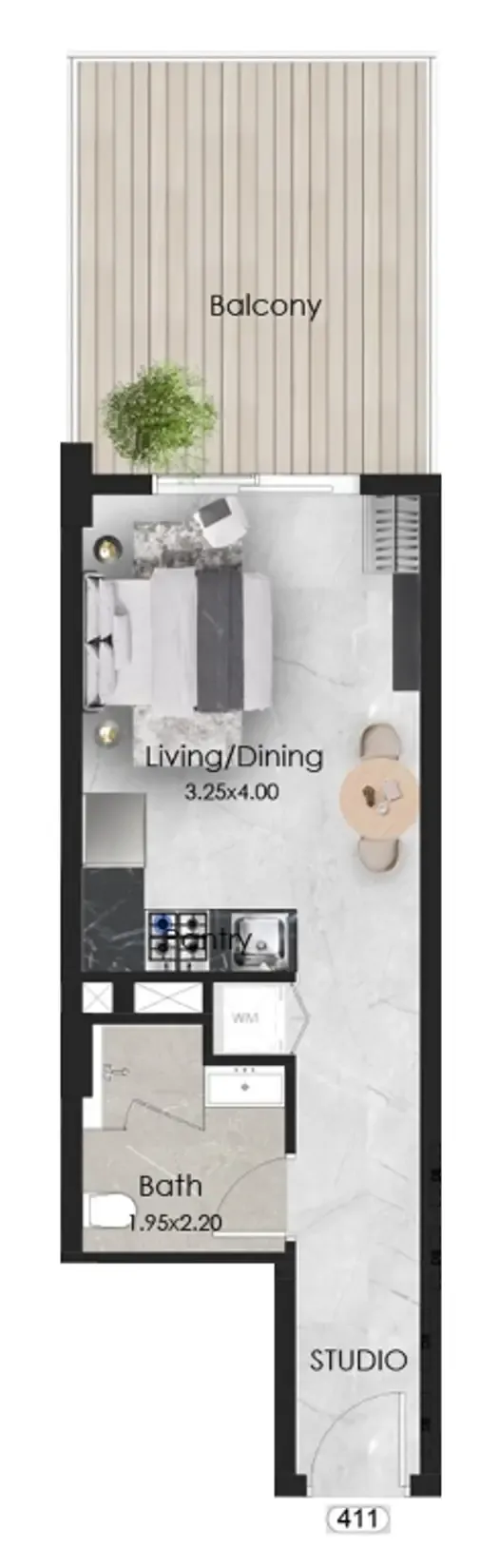 0 bedroom Apartments floor plan at Aristo