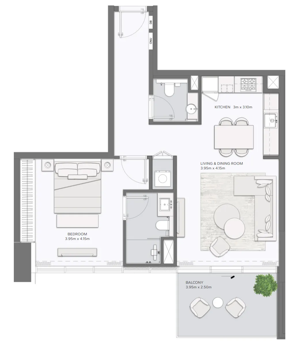 1 bedroom Apartments floor plan at Mansory Residences by Amaal