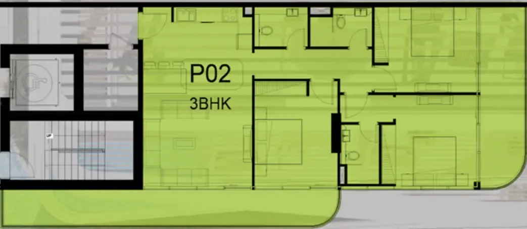 3 bedroom Apartments floor plan at Ocean Pearl 1 and 2