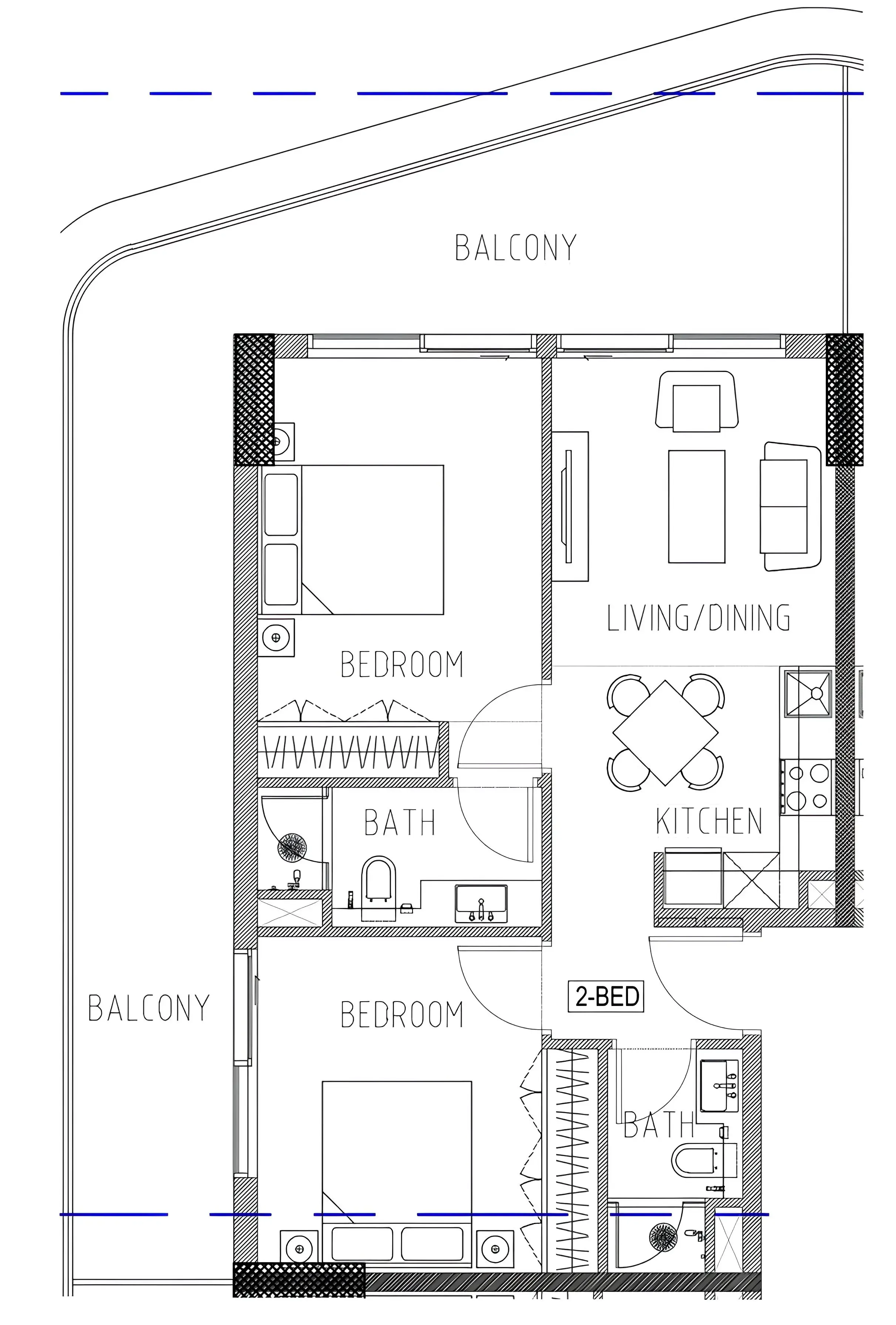 2 bedroom Apartments floor plan at Elo 2 and 3 Damac