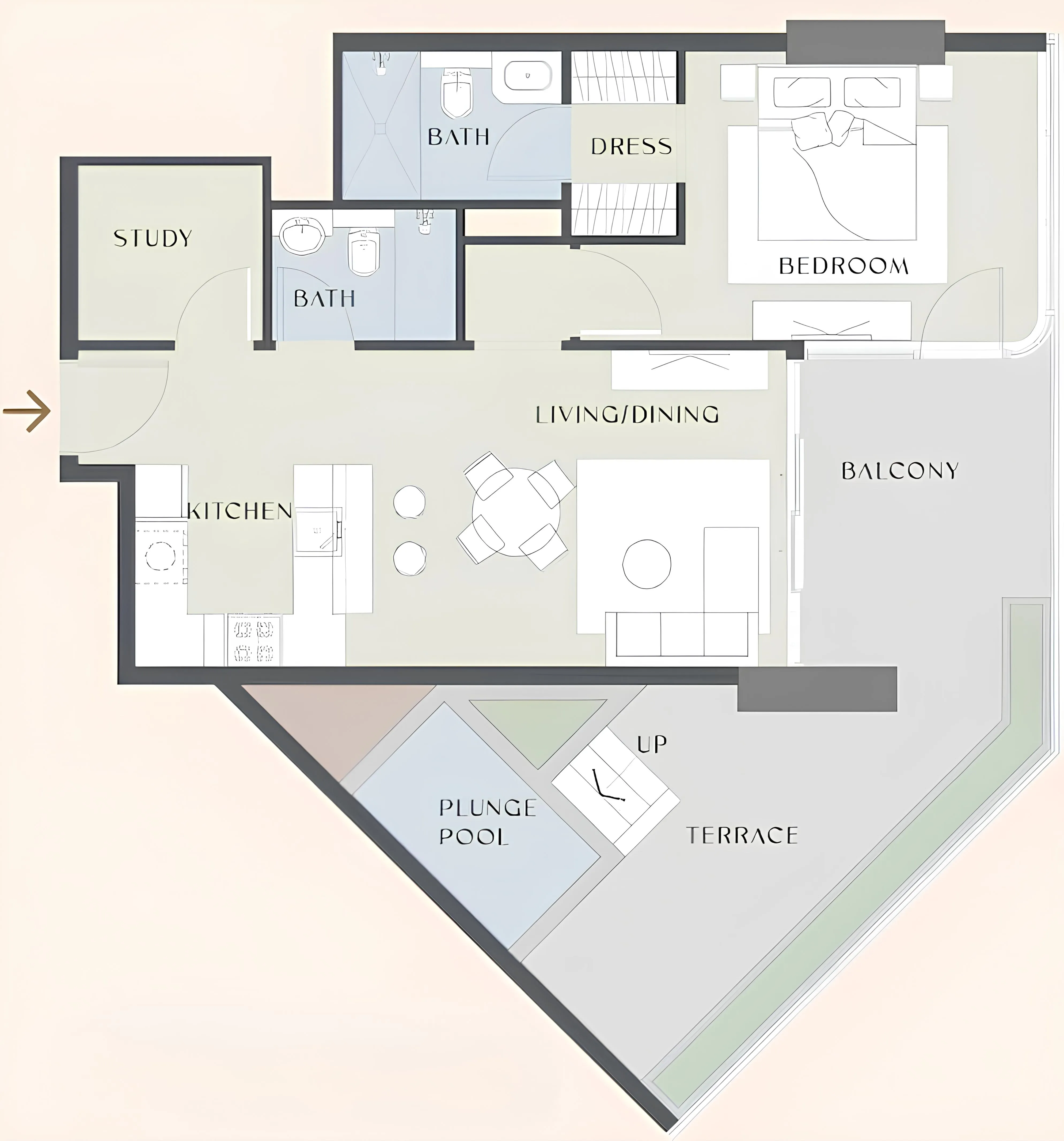 1.5 bedroom Apartments floor plan at Chelsea Gardens