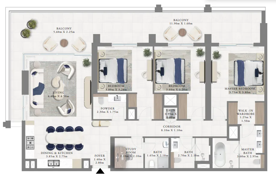 3 bedroom Apartments floor plan at Altus