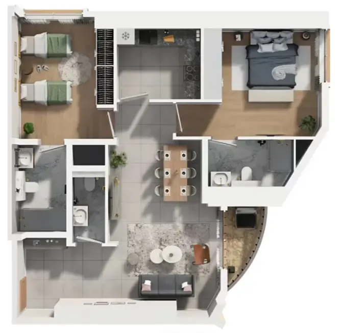 2 bedroom Apartments floor plan at Barajeel Towers