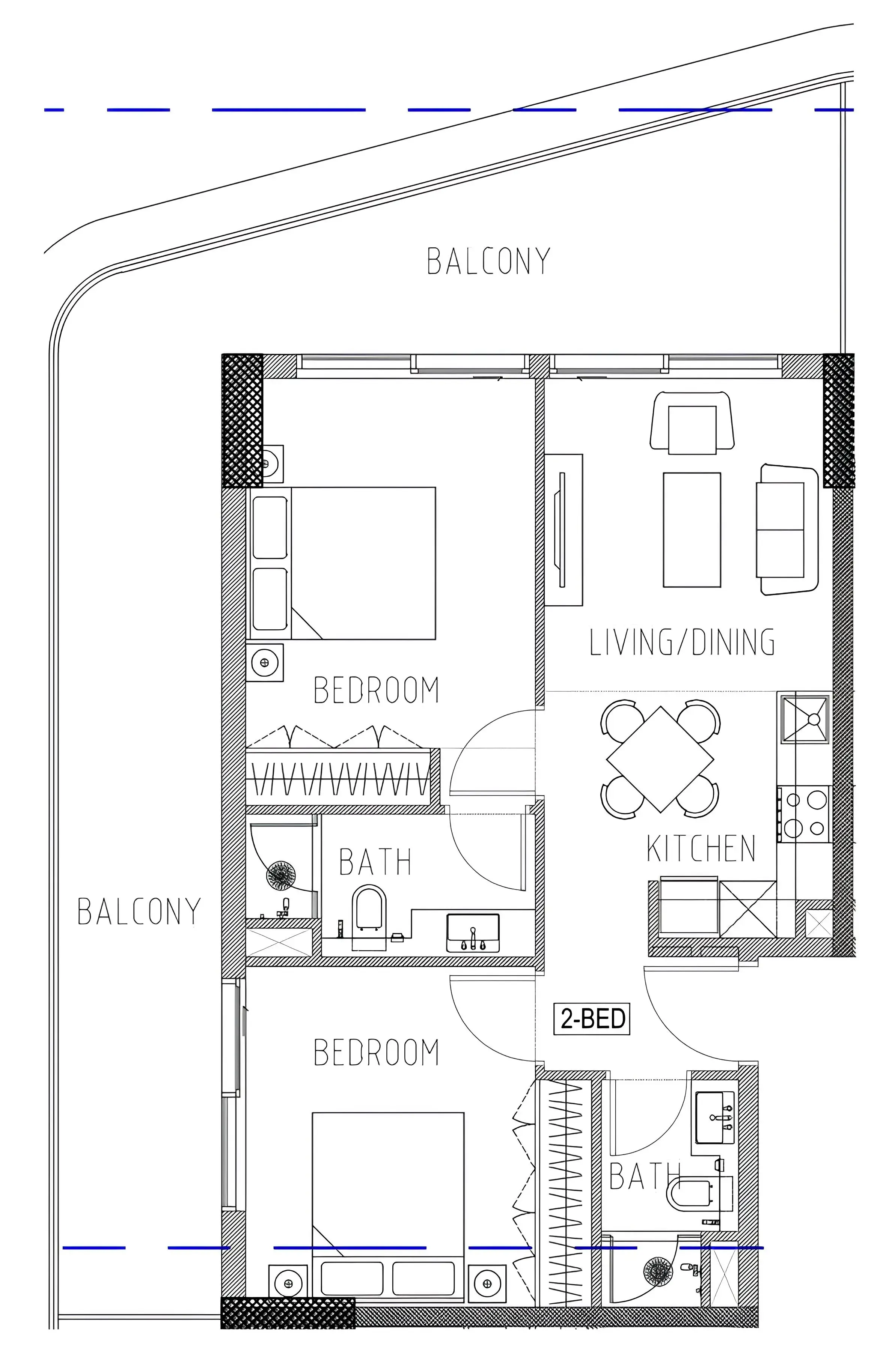 2 bedroom Apartments floor plan at Elo 2 and 3 Damac