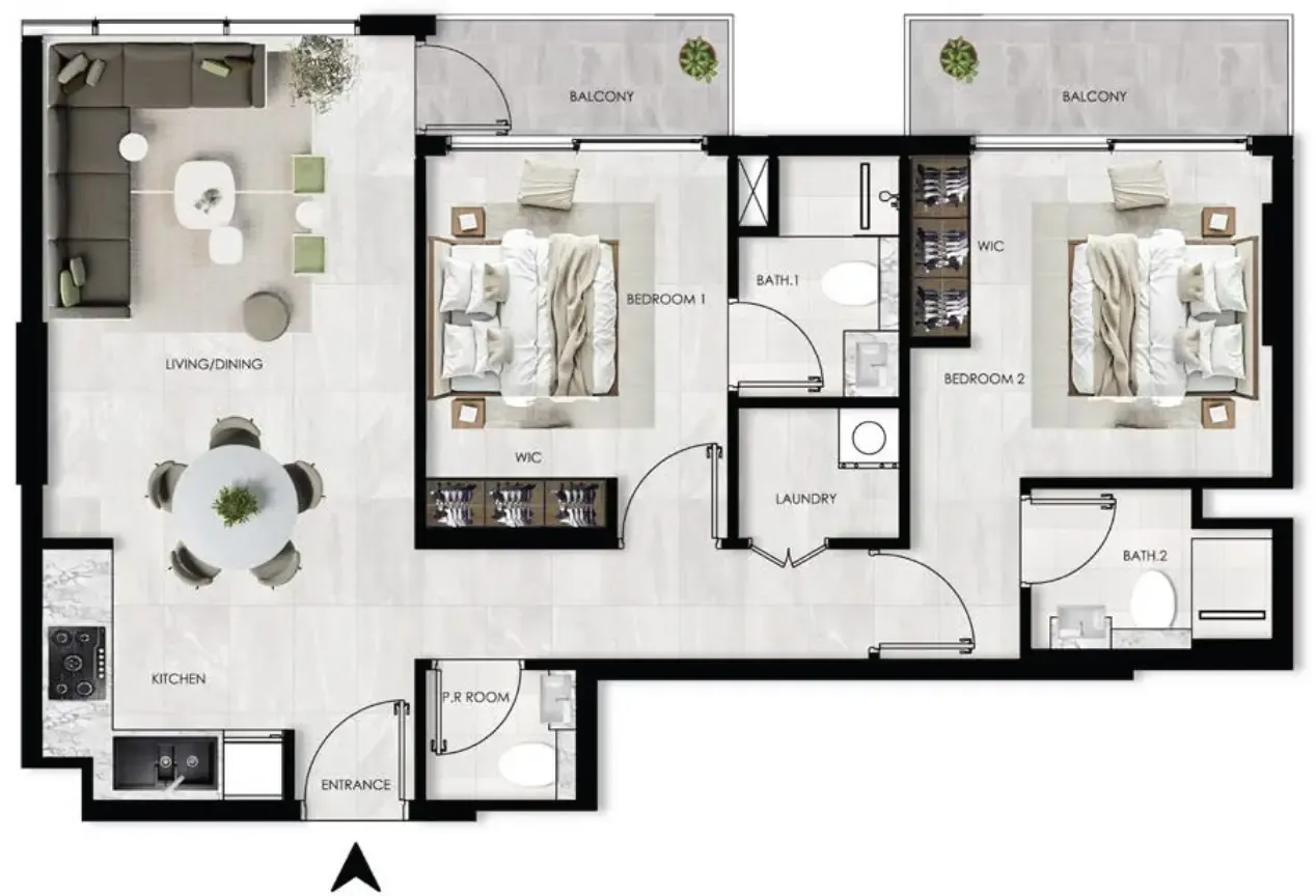 2 bedroom Apartments floor plan at The Willows Residences